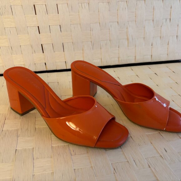 Marc Fisher Tangerine Orange Block Heel Sandals - Picture 3 of 5